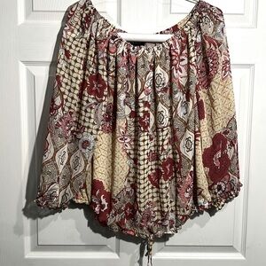 Tommy Hilfiger Women's Boho Floral Off-Shoulder Peasant Blouse. Size 2x.